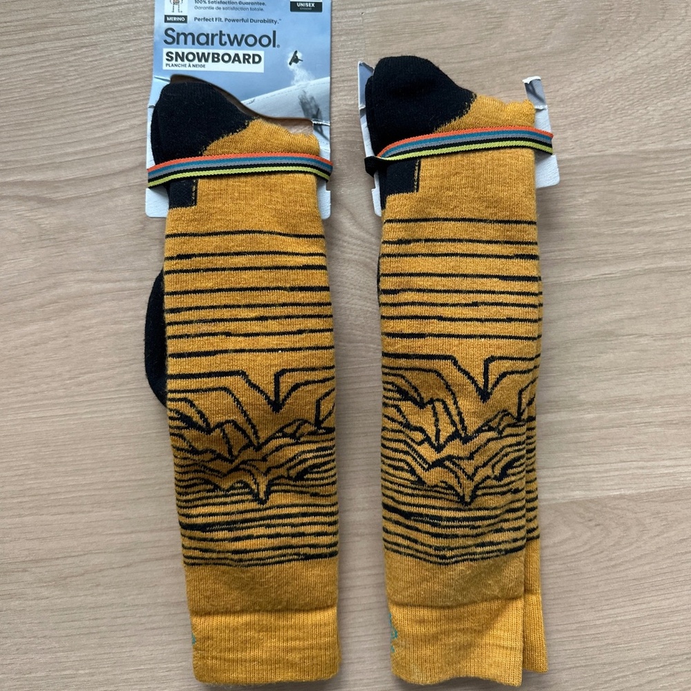 2 PAIRS SmartWool Snow Full Cushion Iguchi Ptrn OTC Socks- Honey Gold- LG- NWOT